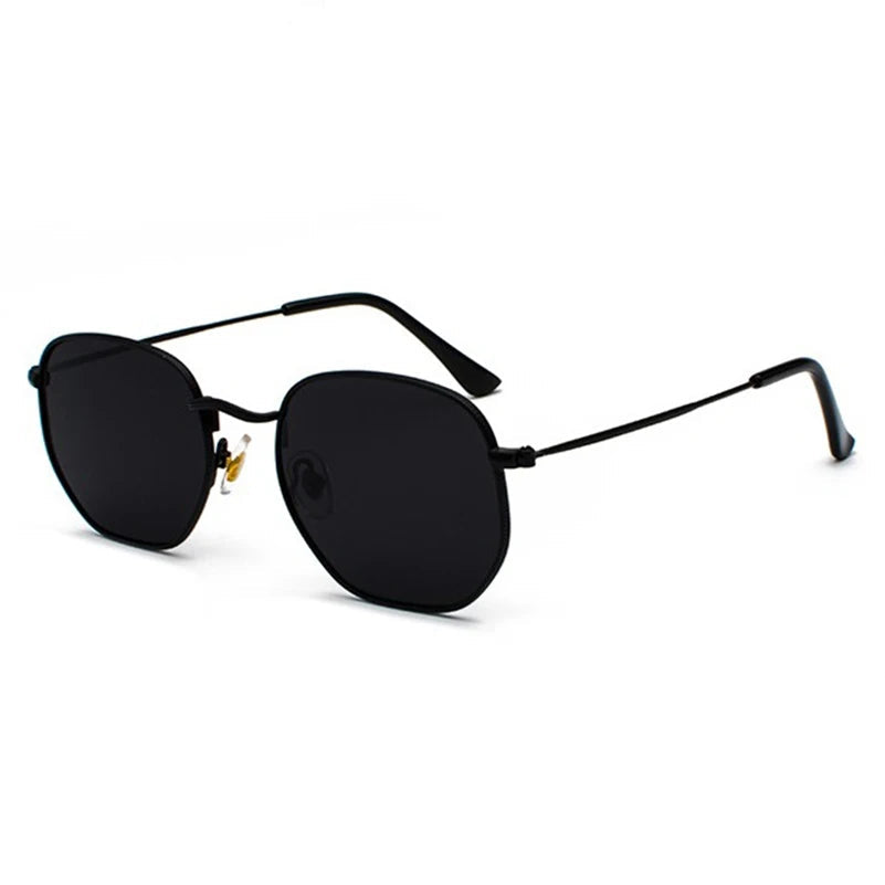 Hexagon Men Women Sunglasses Square Polygon Sun Glasses Brand Designer Retro Shades Metal Frame Eyewear TOP UV400 de sol hombre Oak Vintage C01 Black BlackGrey
