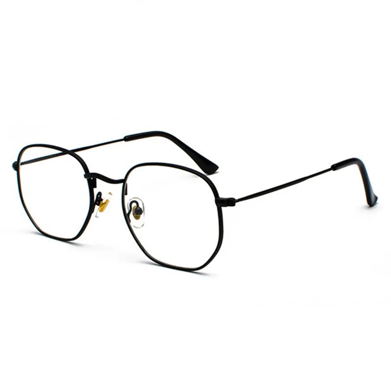 Hexagon Men Women Sunglasses Square Polygon Sun Glasses Brand Designer Retro Shades Metal Frame Eyewear TOP UV400 de sol hombre Oak Vintage C10 Black Clear