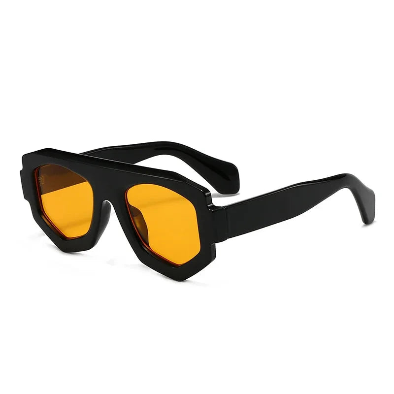 SO&EI Fashion Irregular Square Women Sunglasses Shades UV400 Retro Blue Purple Men Sun Glasses OC-174 Oak Vintage Preto/ Laranja