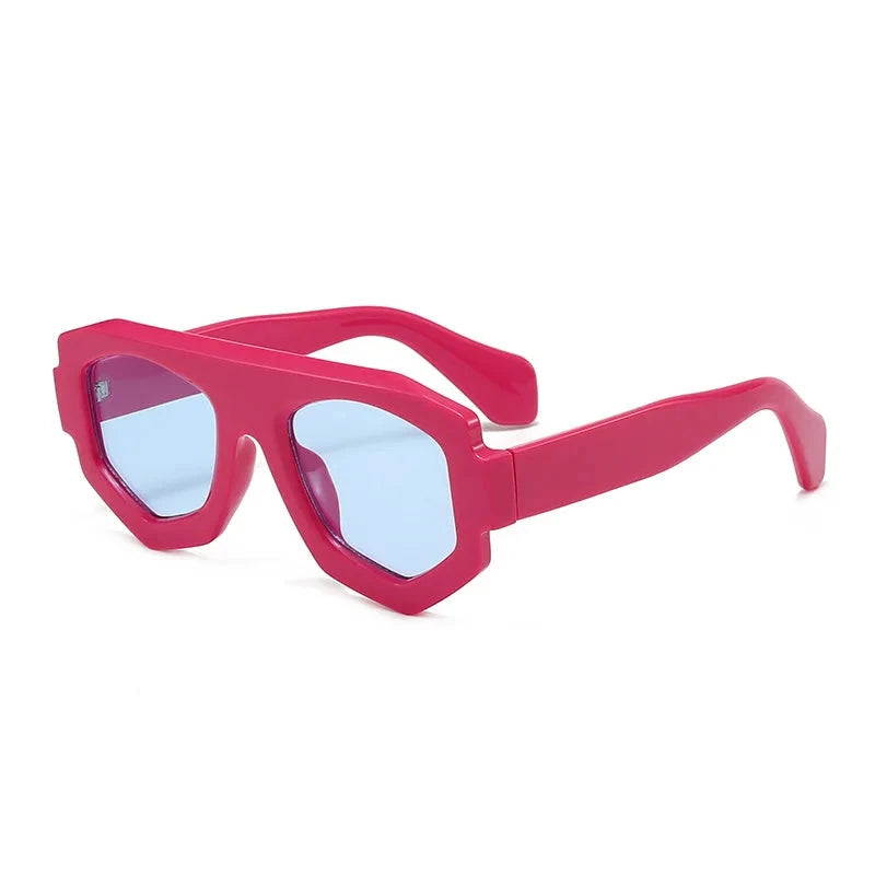 SO&EI Fashion Irregular Square Women Sunglasses Shades UV400 Retro Blue Purple Men Sun Glasses OC-174 Oak Vintage Rosa/ Azul
