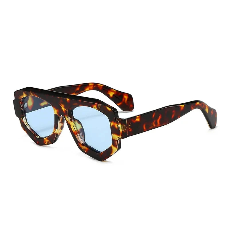 SO&EI Fashion Irregular Square Women Sunglasses Shades UV400 Retro Blue Purple Men Sun Glasses OC-174 Oak Vintage Tartaruga/ Azul
