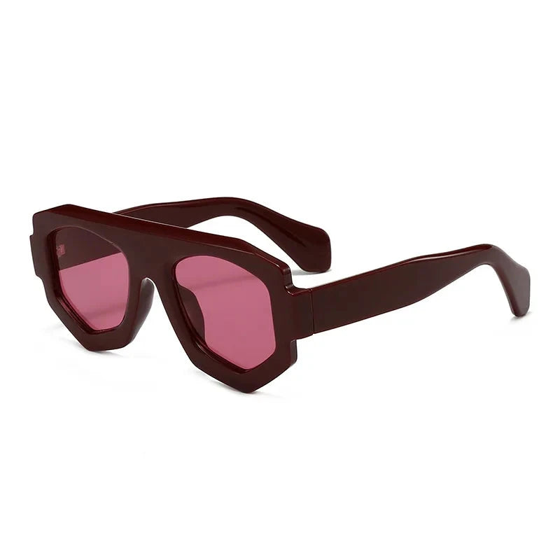SO&EI Fashion Irregular Square Women Sunglasses Shades UV400 Retro Blue Purple Men Sun Glasses OC-174 Oak Vintage Vermelho/ Rosa