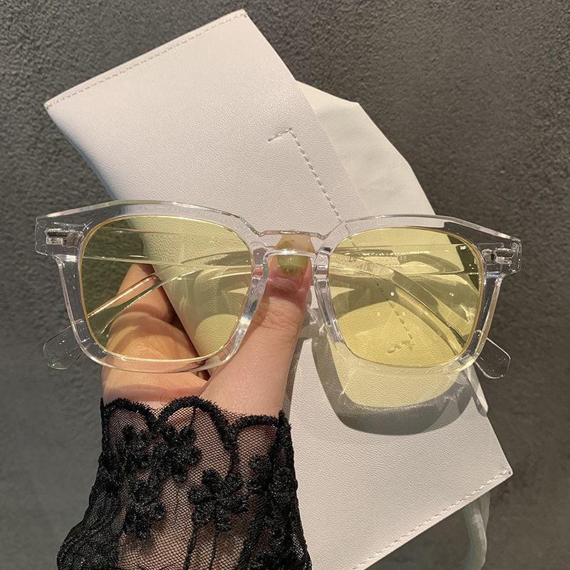 Óculos de Sol Boulevard™ - UV400 (FRETE GRÁTIS) C013 Oak Vintage Transparente/ Amarelo