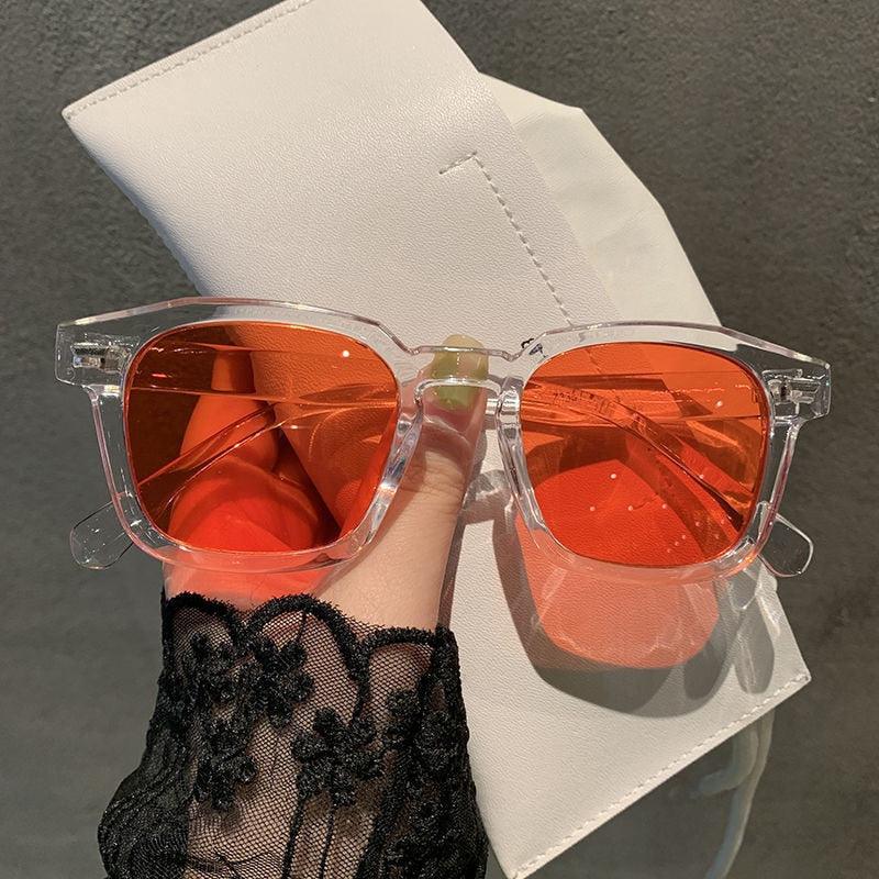 Óculos de Sol Boulevard™ - UV400 (FRETE GRÁTIS) C013 Oak Vintage Transparente/ Vermelho