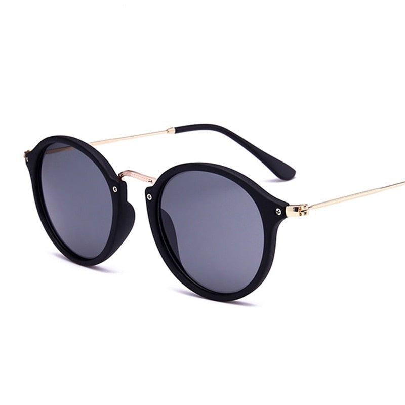 Óculos de Sol Redondo - Retro Petry™ - UV400 (FRETE GRÁTIS) 0 Oak Vintage Preto/ Cinza Fosco
