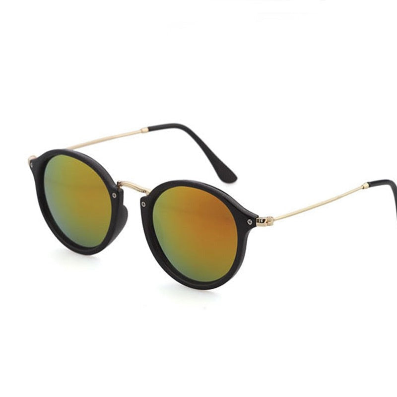 Óculos de Sol Redondo - Retro Petry™ - UV400 (FRETE GRÁTIS) 0 Oak Vintage Preto/ Laranja Brilhante