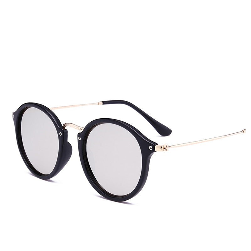 Óculos de Sol Redondo - Retro Petry™ - UV400 (FRETE GRÁTIS) 0 Oak Vintage Preto/ Prata Brilhante