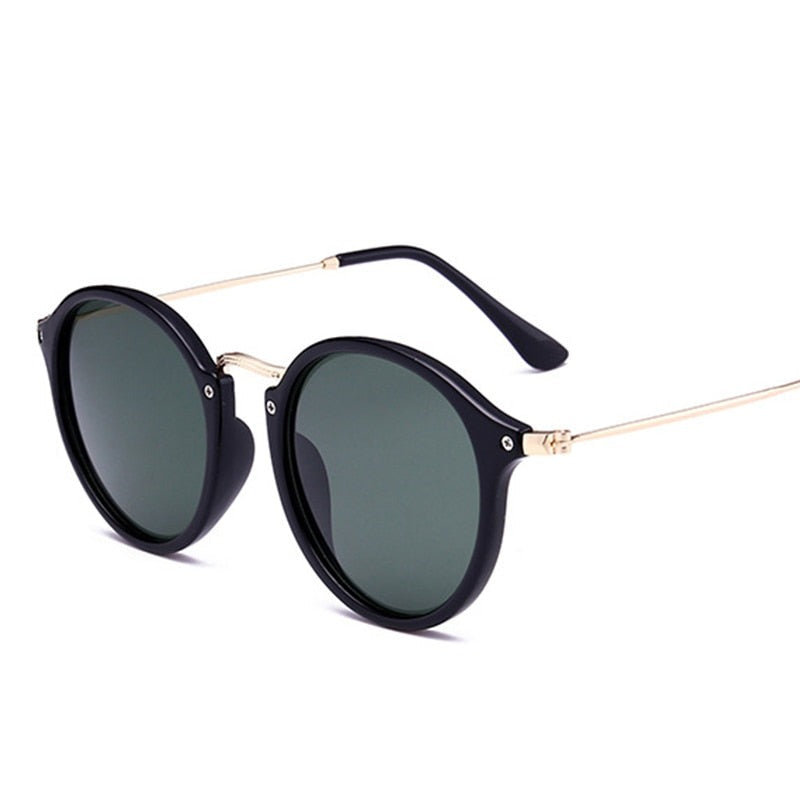 Óculos de Sol Redondo - Retro Petry™ - UV400 (FRETE GRÁTIS) 0 Oak Vintage Preto/ Verde Brilhante