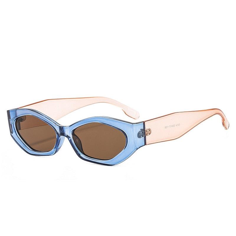 Óculos de Sol - Vintage Polígono Gatinho™ - UV400 (FRETE GRÁTIS) 0 Oak Vintage Azul/ Champanhe