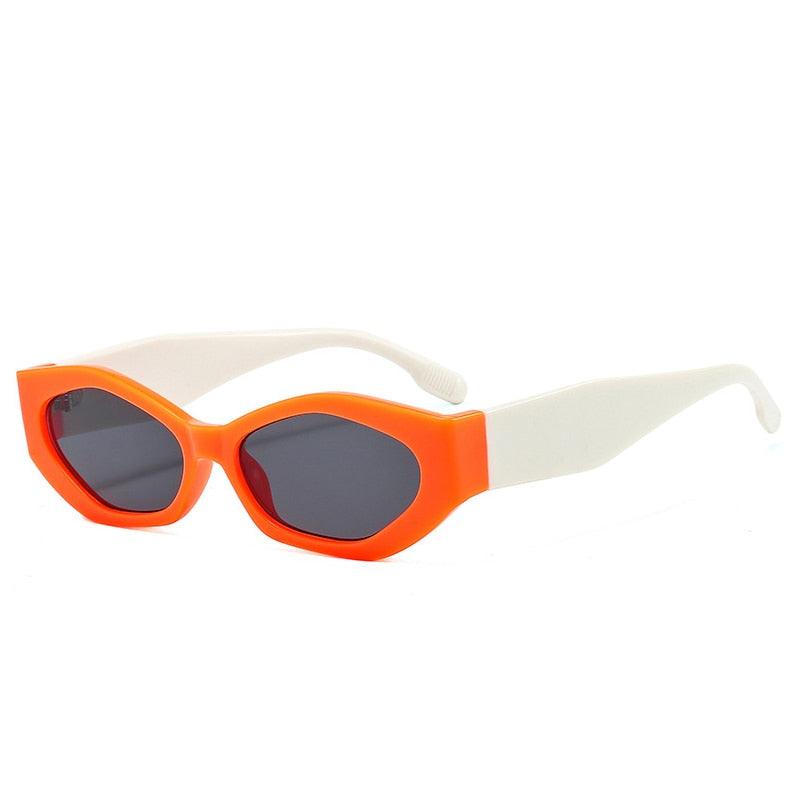 Óculos de Sol - Vintage Polígono Gatinho™ - UV400 (FRETE GRÁTIS) 0 Oak Vintage Laranja/ Branco
