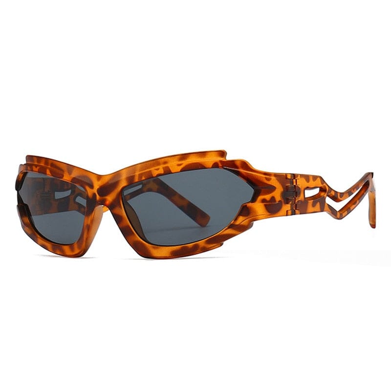 SHAUNA Vintage Irregular Cat Eye Women Luxury Sunglasses Fashion Brand Designer Unique Hollow Legs Men Shades UV400 Sun Glasses 0 Oak Vintage Leopard grey As the picture