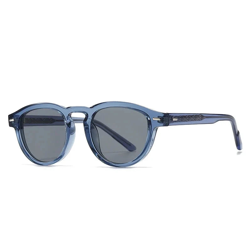 SHAUNA Fashion Oval Women Luxury Sunglasses Shades UV400 Retro Rivets Men Olive Green Sun Glasses Oak Vintage Azul/ Cinza 
