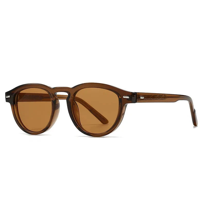 SHAUNA Fashion Oval Women Luxury Sunglasses Shades UV400 Retro Rivets Men Olive Green Sun Glasses Oak Vintage Chá 