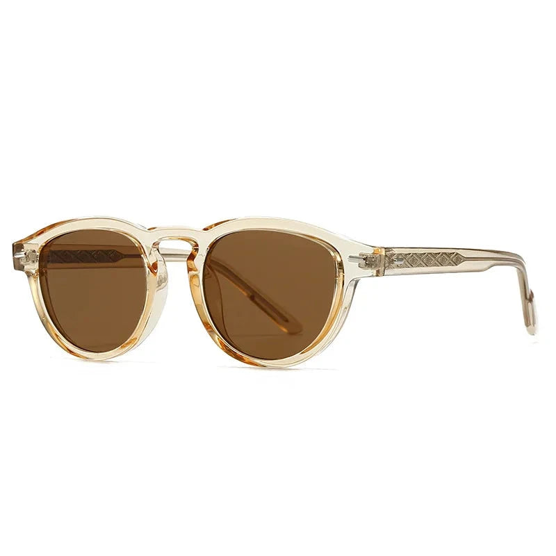 SHAUNA Fashion Oval Women Luxury Sunglasses Shades UV400 Retro Rivets Men Olive Green Sun Glasses Oak Vintage Champanhe/ Chá 