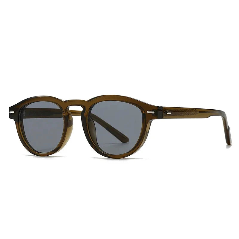 SHAUNA Fashion Oval Women Luxury Sunglasses Shades UV400 Retro Rivets Men Olive Green Sun Glasses Oak Vintage Verde Oliva 