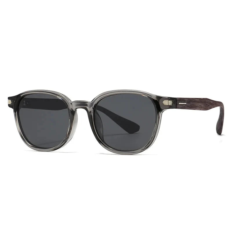 SHAUNA Wood-grain Temples Retro Round Sunglasses Women UV400 Fashion Men Polarized Outdoor Sun Glasses Oak Vintage Cinza 