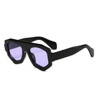 SO&EI Fashion Irregular Square Women Sunglasses Shades UV400 Retro Blue Purple Men Sun Glasses OC-174 Oak Vintage Preto/ Roxo 