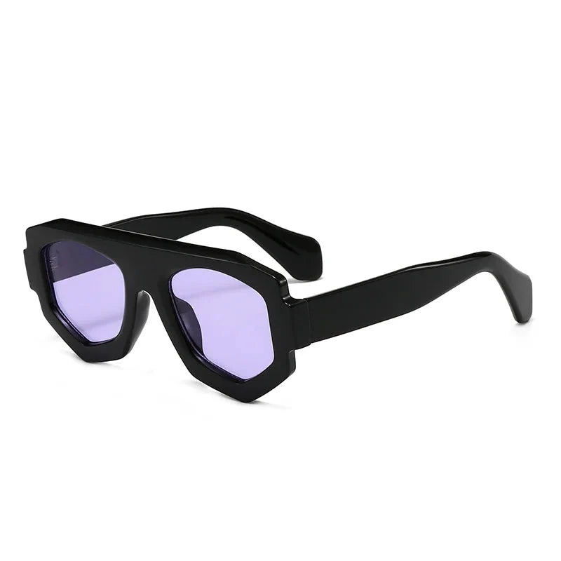 SO&EI Fashion Irregular Square Women Sunglasses Shades UV400 Retro Blue Purple Men Sun Glasses OC-174 Oak Vintage Preto/ Roxo 
