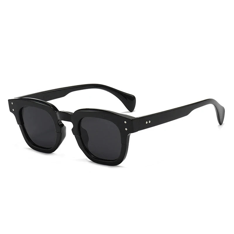 SO&EI Ins Popular Fashion Square Sunglasses Women Retro Rivets Orange Blue Shades UV400 Men Trending Clear Lens Frame OC-219 Oak Vintage Preto 