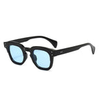 SO&EI Ins Popular Fashion Square Sunglasses Women Retro Rivets Orange Blue Shades UV400 Men Trending Clear Lens Frame OC-219 Oak Vintage Preto/ Azul 