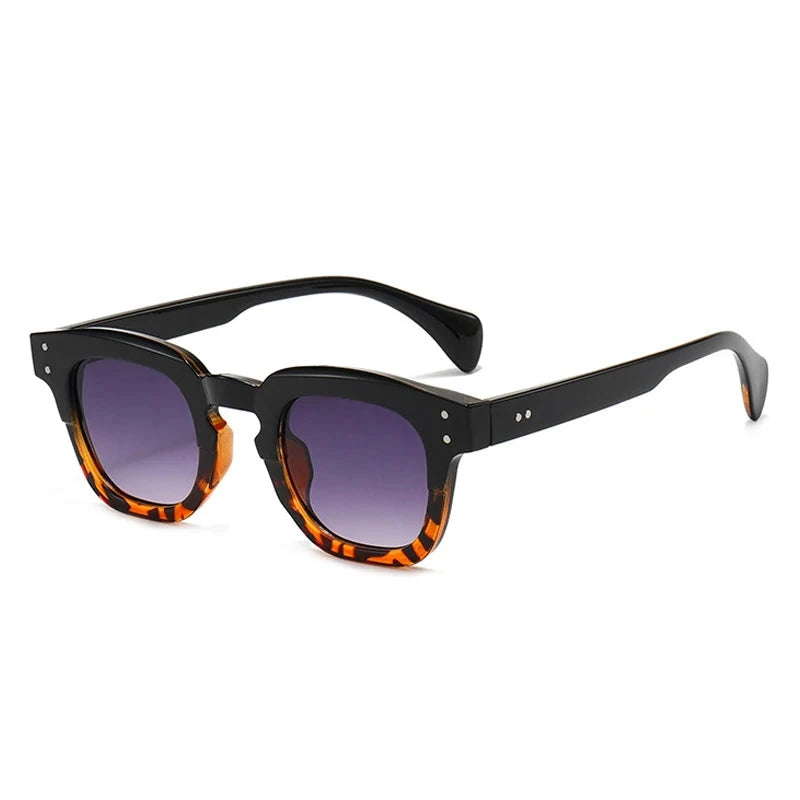 SO&EI Ins Popular Fashion Square Sunglasses Women Retro Rivets Orange Blue Shades UV400 Men Trending Clear Lens Frame OC-219 Oak Vintage Preto/ Gradiente 