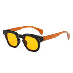 SO&EI Ins Popular Fashion Square Sunglasses Women Retro Rivets Orange Blue Shades UV400 Men Trending Clear Lens Frame OC-219 Oak Vintage Preto/ Laranga 