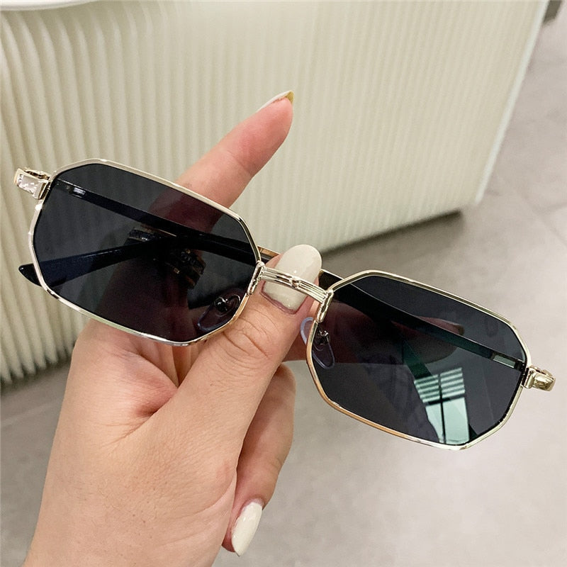 Narrow Men&#39;s Sunglasses Fashion Rectangle Women metal Luxury Brand Sun glasses 2021 Classic Oculos Masculino Glasses UV400 0 Oak Vintage 