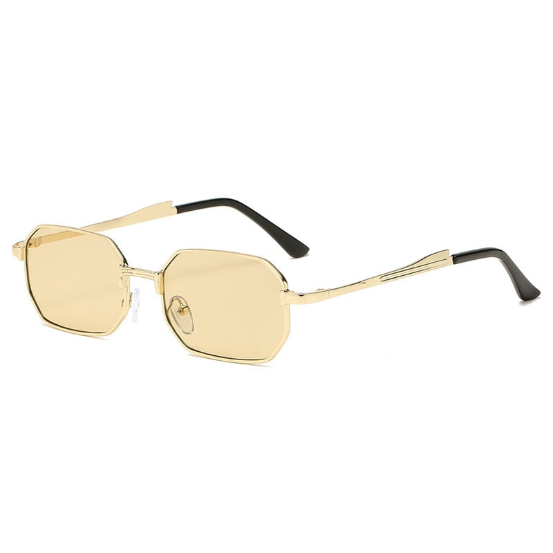 Narrow Men&#39;s Sunglasses Fashion Rectangle Women metal Luxury Brand Sun glasses 2021 Classic Oculos Masculino Glasses UV400 0 Oak Vintage Dourado/ Chá 