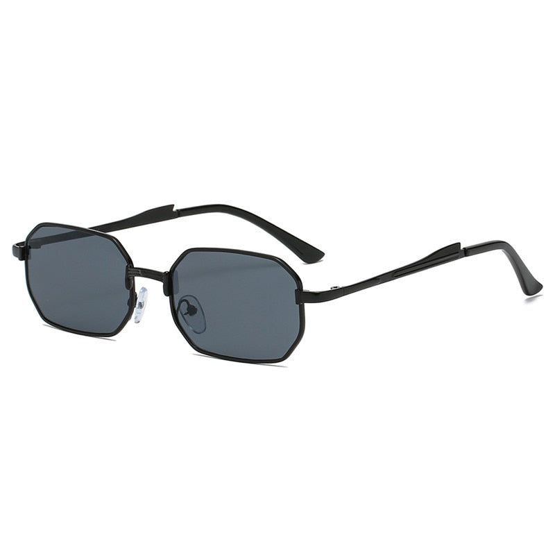 Narrow Men's Sunglasses Fashion Rectangle Women metal Luxury Brand Sun glasses 2021 Classic Oculos Masculino Glasses UV400 0 Oak Vintage Preto/ Cinza 