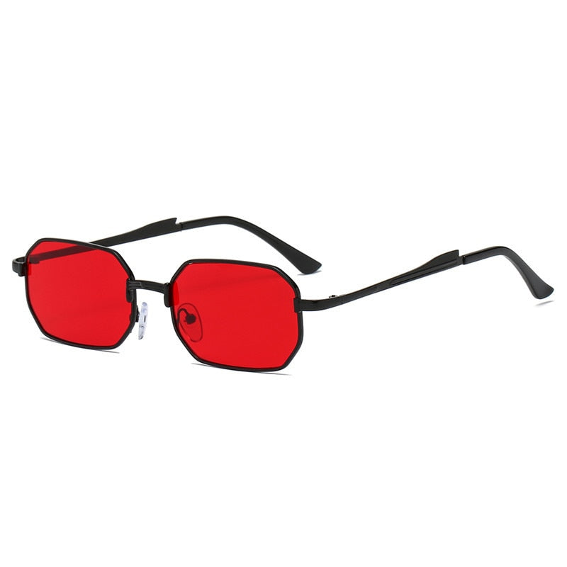 Narrow Men's Sunglasses Fashion Rectangle Women metal Luxury Brand Sun glasses 2021 Classic Oculos Masculino Glasses UV400 0 Oak Vintage Preto/ Vermelho 