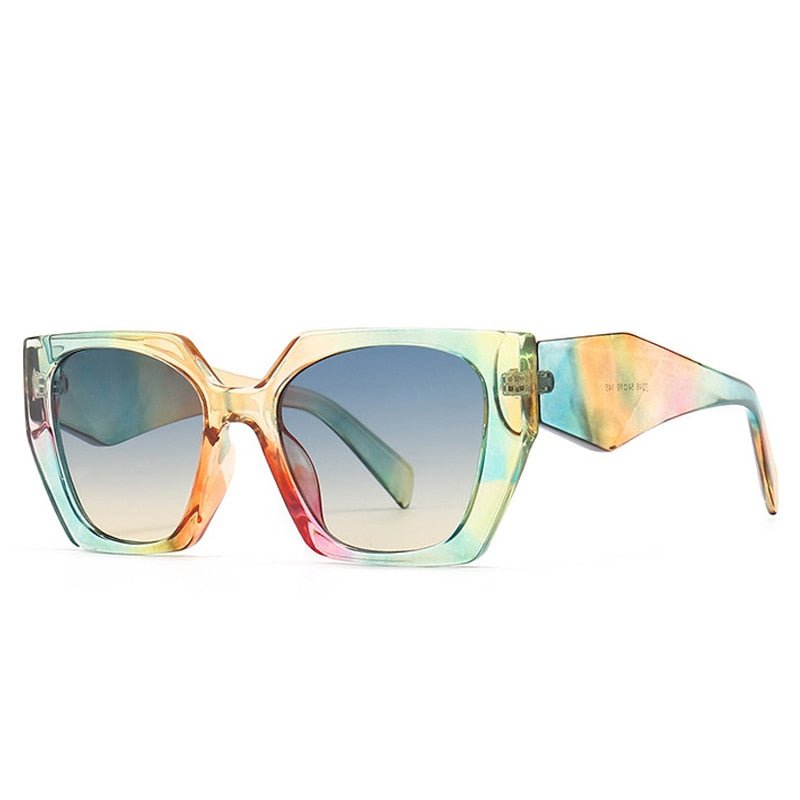 Óculos de Sol - Luxury Elegance™ - UV400 (FRETE GRÁTIS) 0 Oak Vintage Colorido/ Azul Gradiente 
