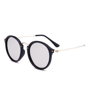 Óculos de Sol Redondo - Retro Petry™ - UV400 (FRETE GRÁTIS) 0 Oak Vintage Preto/ Prata Brilhante 