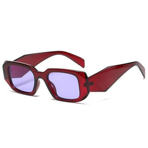 Óculos de Sol Retangular - Jade™ - UV400 (FRETE GRÁTIS) 0 Oak Vintage Vermelho/ Roxo 