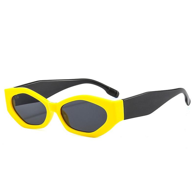 Óculos de Sol - Vintage Polígono Gatinho™ - UV400 (FRETE GRÁTIS) 0 Oak Vintage Amarelo/ Preto 