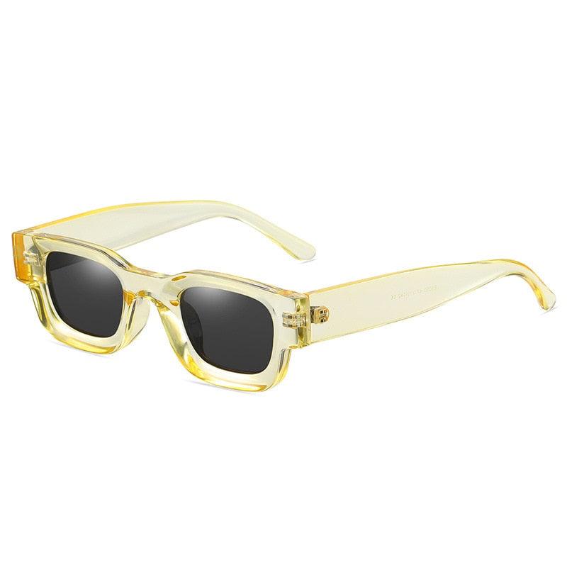 Óculos de Sol - Vintage Quadrangular™ - UV400 (FRETE GRÁTIS) OC018 Oak Vintage Amarelo 