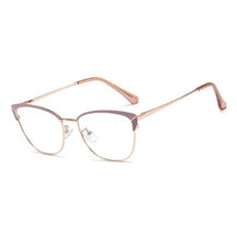 Ralferty Cat Eye Glasses Frame for Women Metal Eyeglass Frame Clear Anti Blue Myopia Optical Prescription Eyewear Oculos De Grau 0 Oak Vintage C1 Cameo 