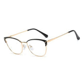 Ralferty Cat Eye Glasses Frame for Women Metal Eyeglass Frame Clear Anti Blue Myopia Optical Prescription Eyewear Oculos De Grau 0 Oak Vintage C5 Black 