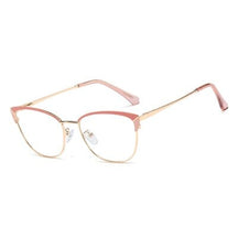 Ralferty Cat Eye Glasses Frame for Women Metal Eyeglass Frame Clear Anti Blue Myopia Optical Prescription Eyewear Oculos De Grau 0 Oak Vintage C8 Pink 