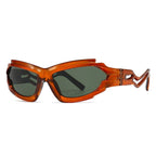 SHAUNA Vintage Irregular Cat Eye Women Luxury Sunglasses Fashion Brand Designer Unique Hollow Legs Men Shades UV400 Sun Glasses 0 Oak Vintage Orange dark green As the picture 