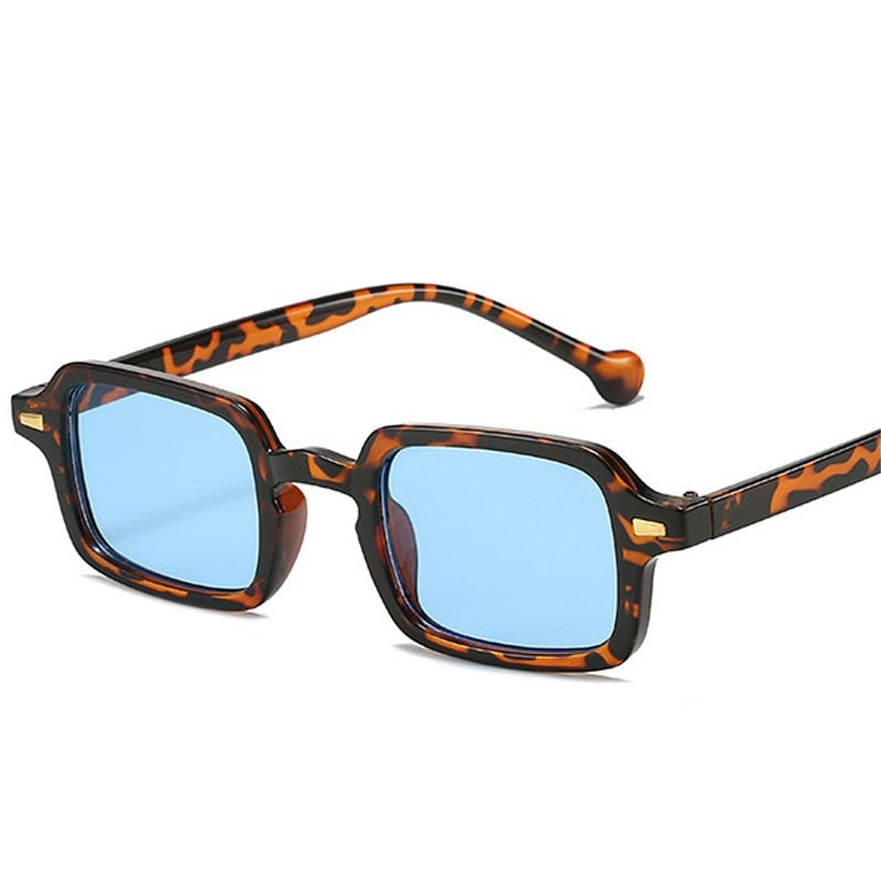 SO&EI Fashion Square Sunglasses Women Retro Rivets Decoration Gradient Shades UV400 Men Leopard Blue Sun Glasses 0 Oak Vintage 