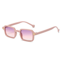 SO&EI Fashion Square Sunglasses Women Retro Rivets Decoration Gradient Shades UV400 Men Leopard Blue Sun Glasses 0 Oak Vintage Pink purple pink As the picture 